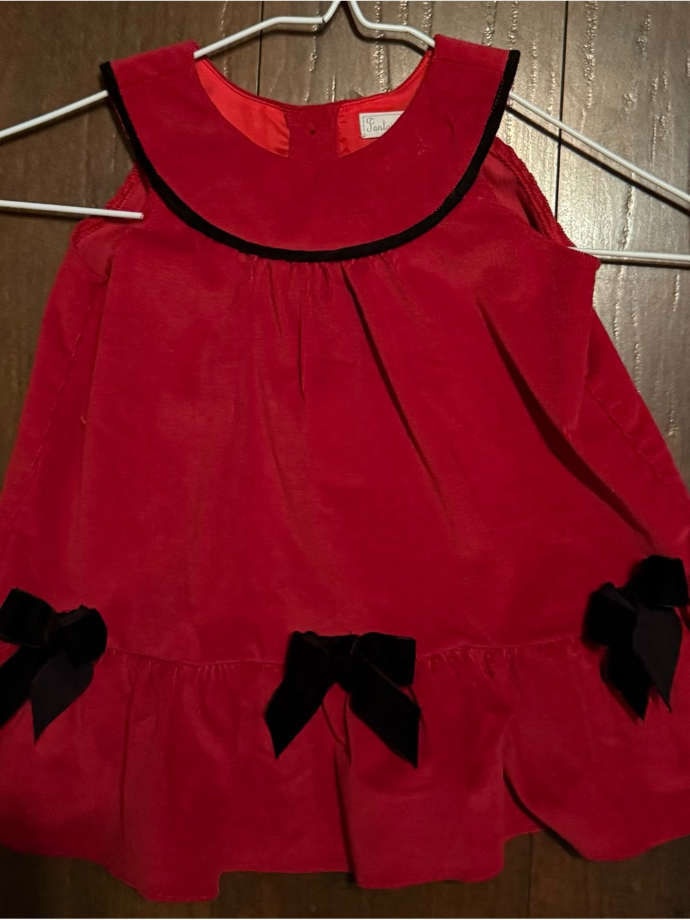 Fantaisie Kids Red Velvet Girl’s Dress with Black Velvet Bows